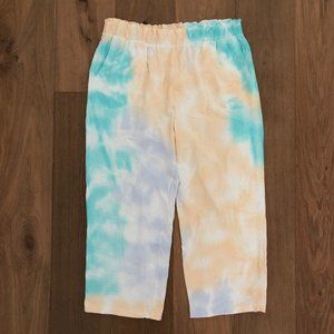 SOFT SURROUNDINGS Women's Pastel Tie Dye High Rise Cropped Pants Large
